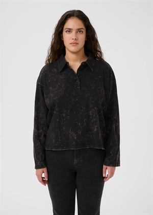 Neia polo bluse Black Brown Wash Gestuz 